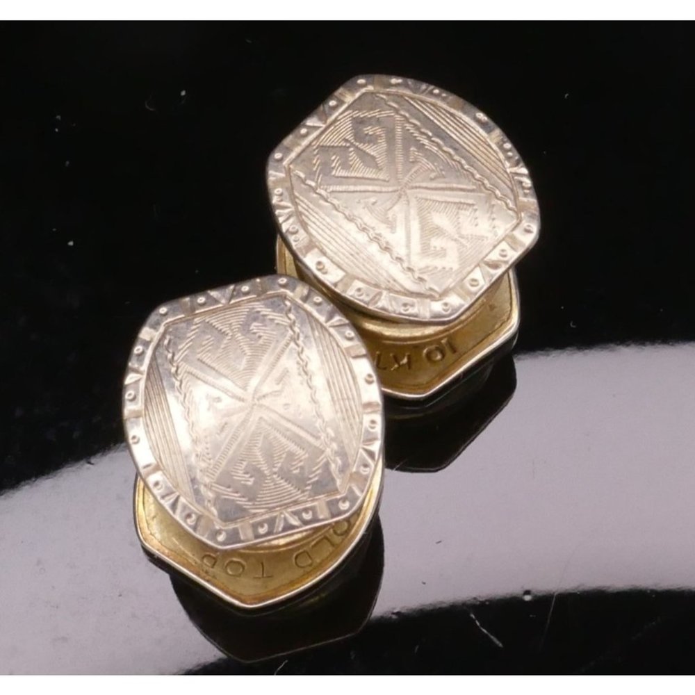 Art Deco Kum-A-Part Snap Link Cufflinks 10k Gold … - image 1